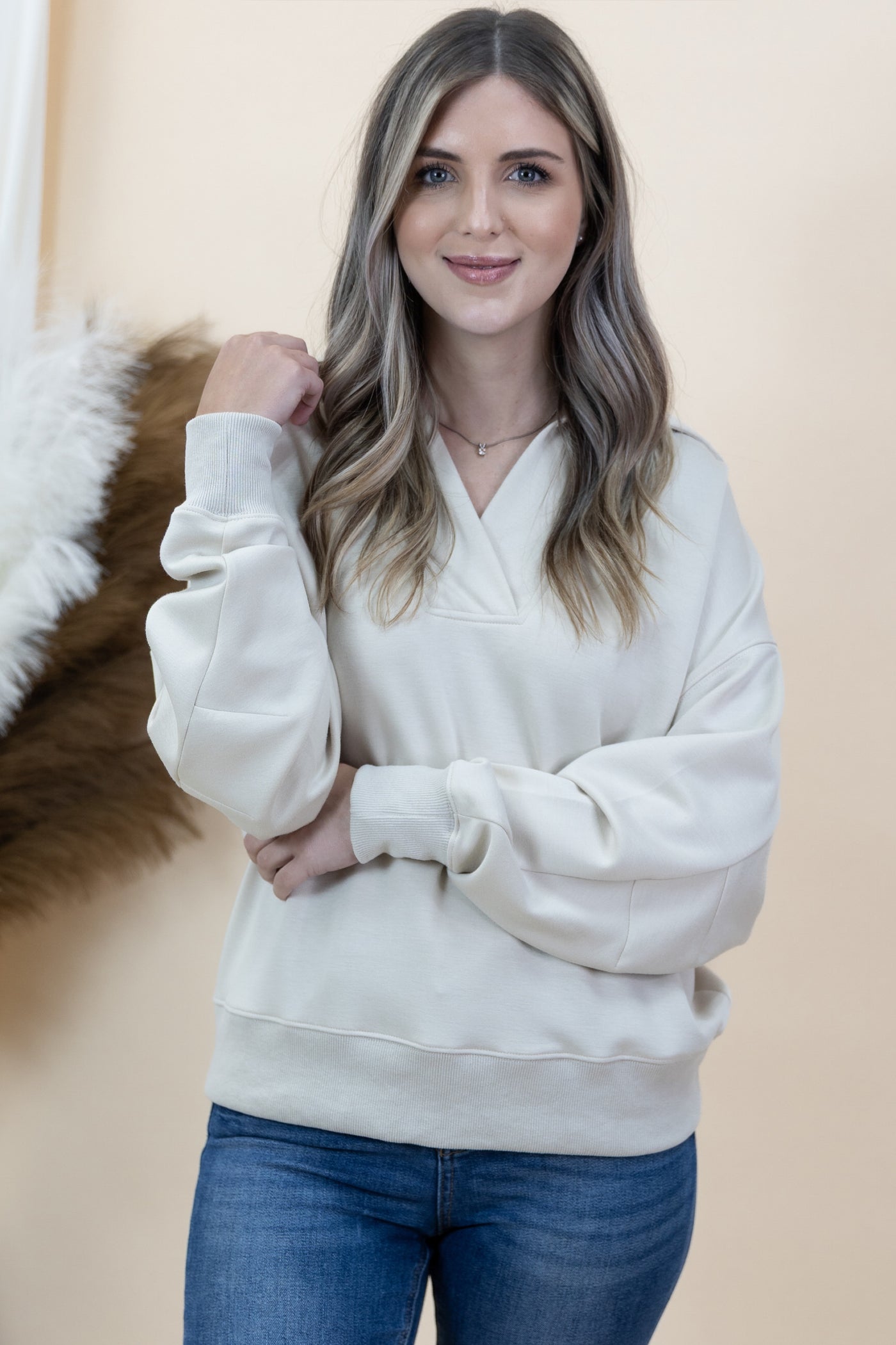 "Doing Just Fine" Sweatshirt (Ecru)