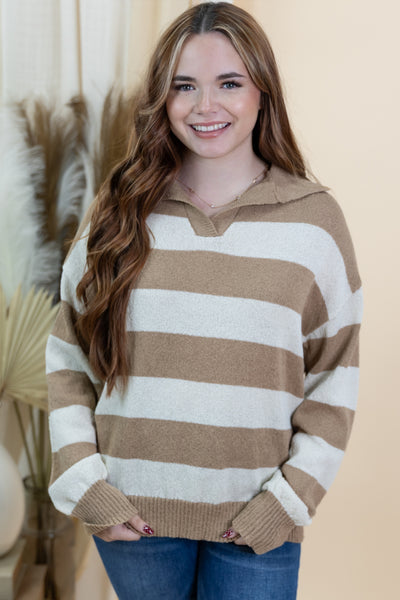 "Looking Up" Sweater (Mocha/Cream)