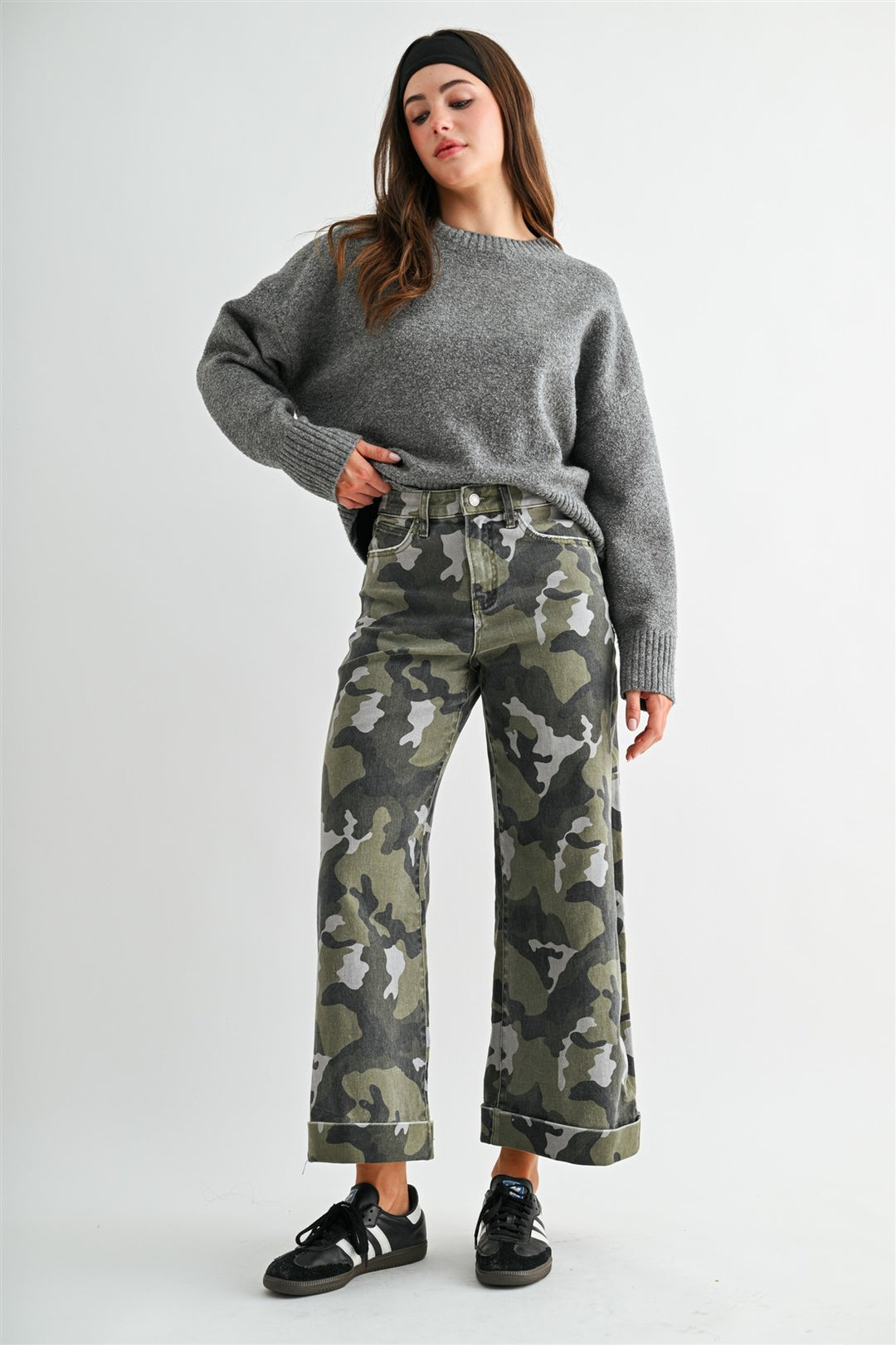 Hazel Camo Wide Leg Jeans