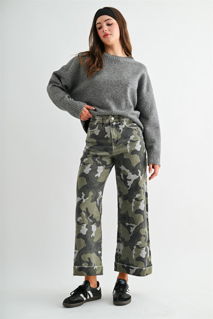 Hazel Camo Wide Leg Jeans