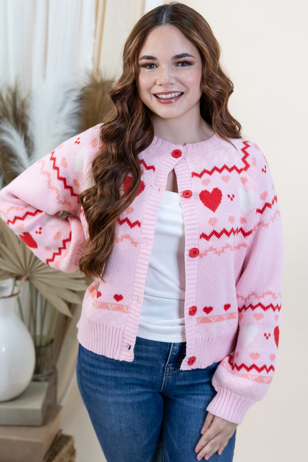 "Heartfelt Hugs" Cardigan (Pink)