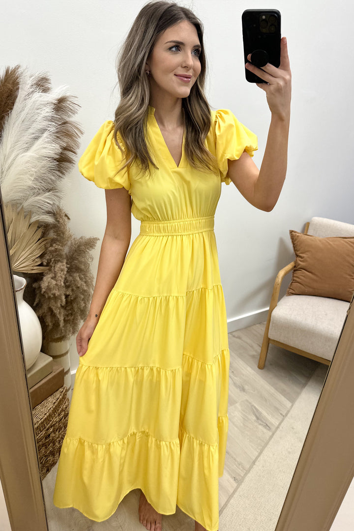 "Sunday Brunch" Maxi Dress (Lemon)
