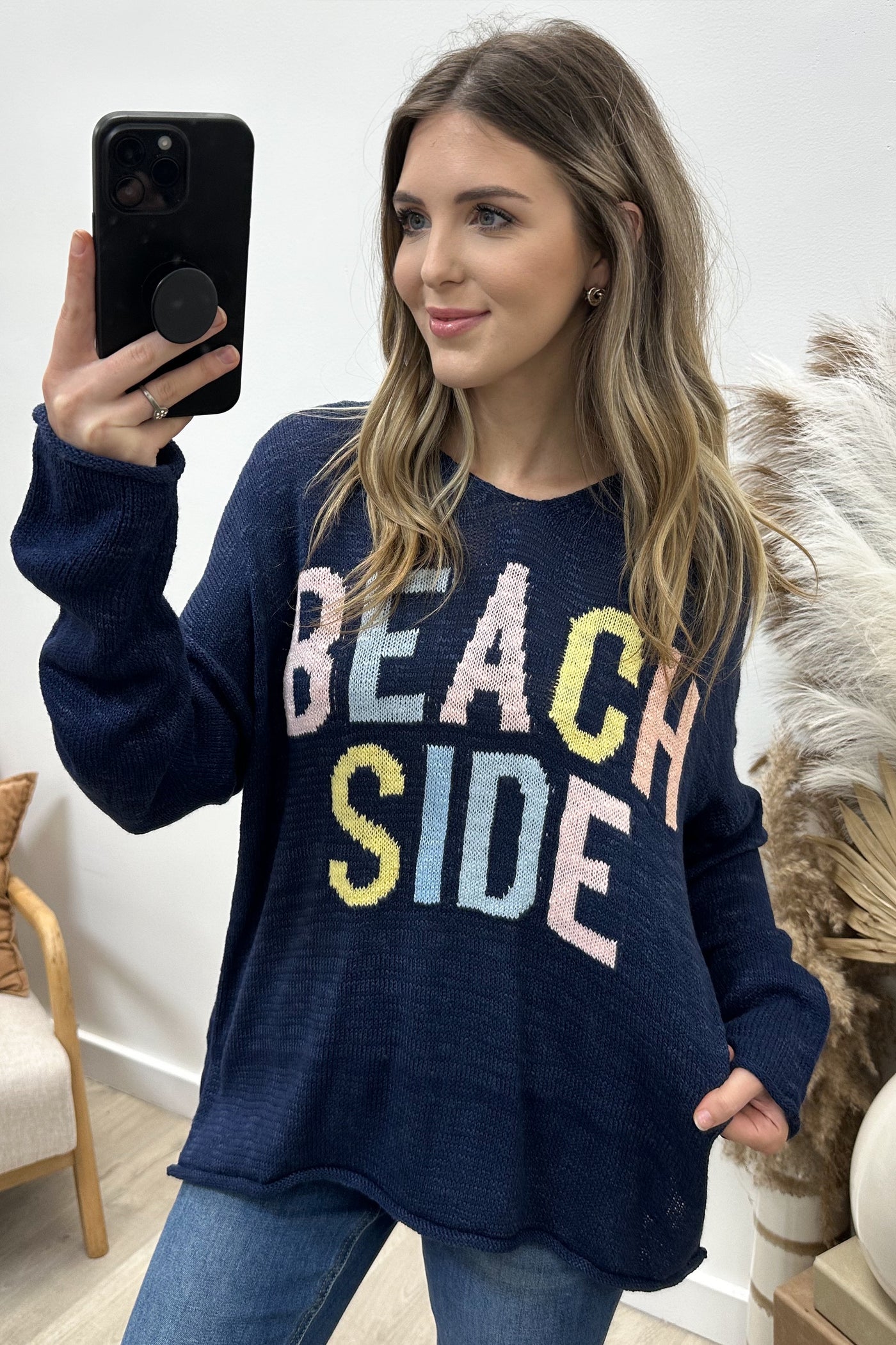 "Beach Side" Sweater (Navy)