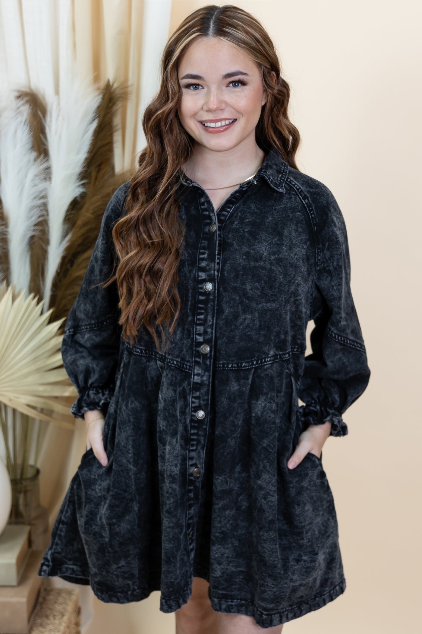 "Going Places" Dress (Washed Black)