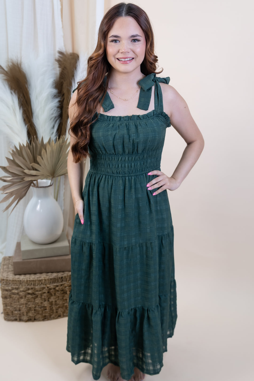 "Whispering Pines" Dress (Hunter Green)