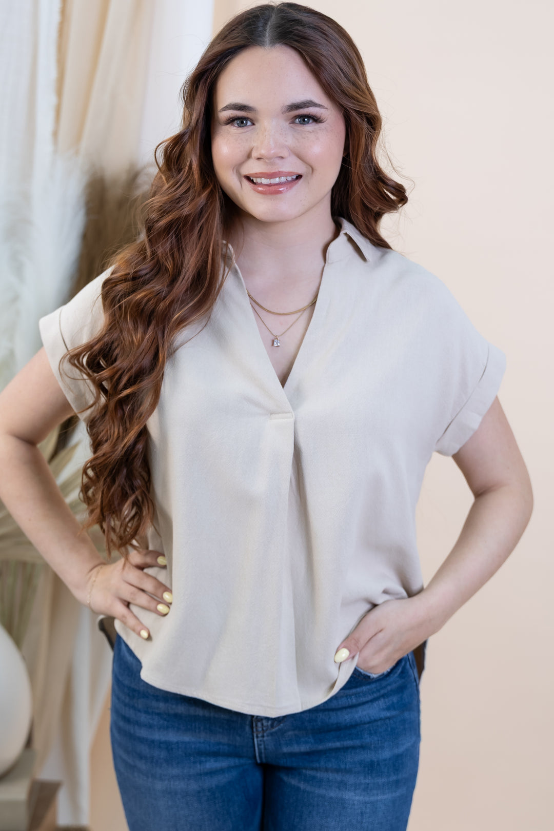 "Morning Glow" Top (Light Khaki)