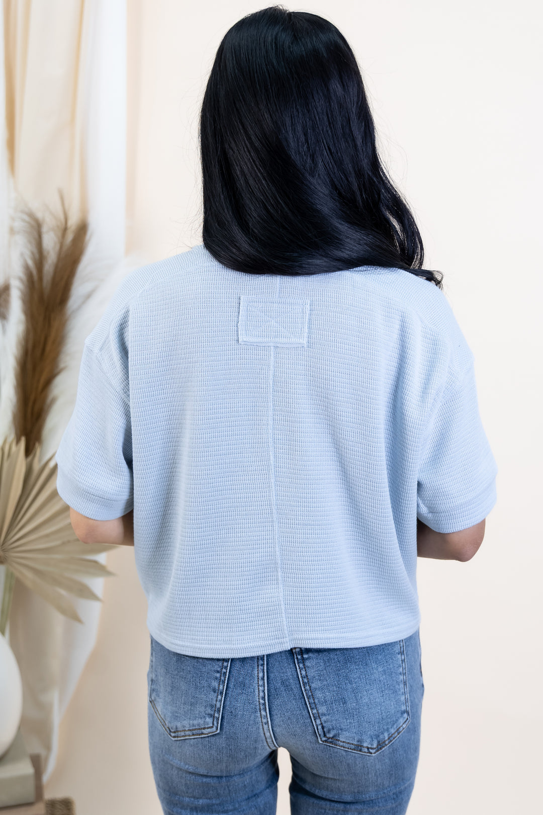 "Buttoned Beauty" Top (Light Blue)