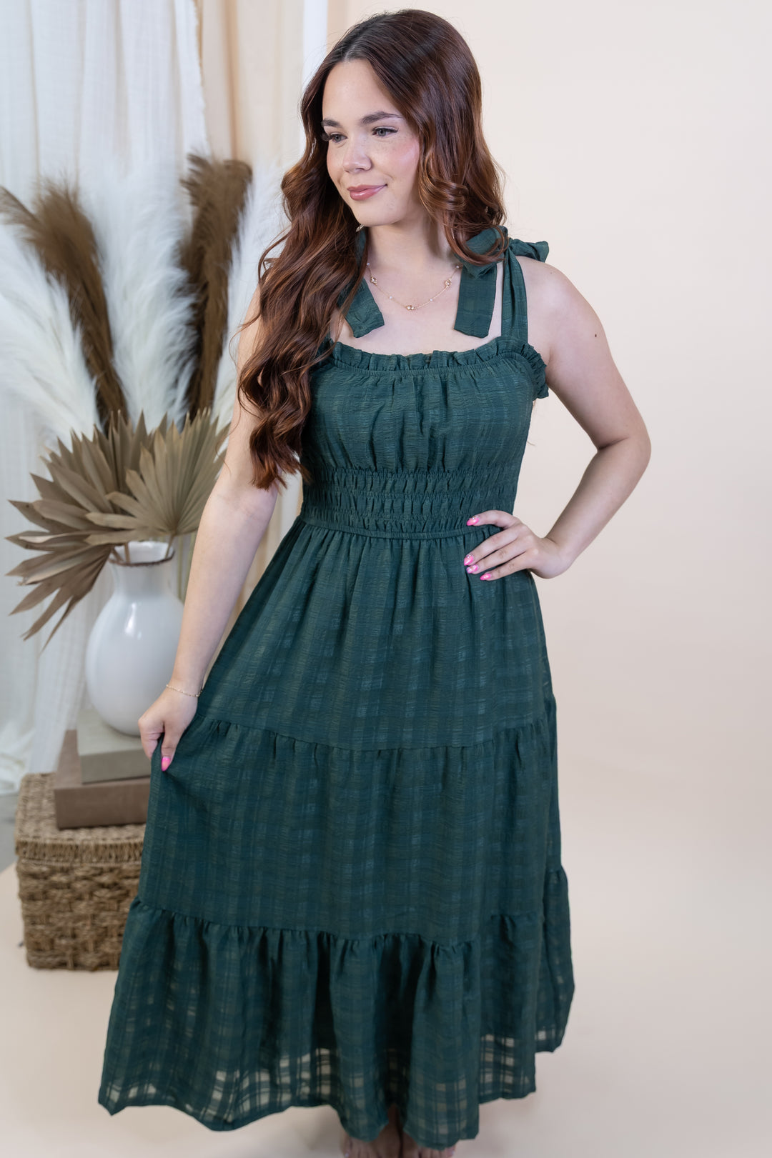 "Whispering Pines" Dress (Hunter Green)