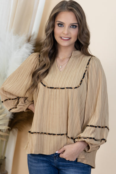 "Take Another Look" Blouse (Taupe)