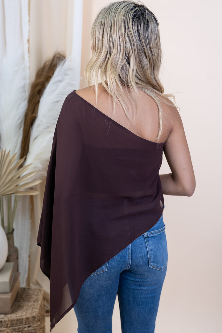 "Perfect Drape" Top (Dark Brown)