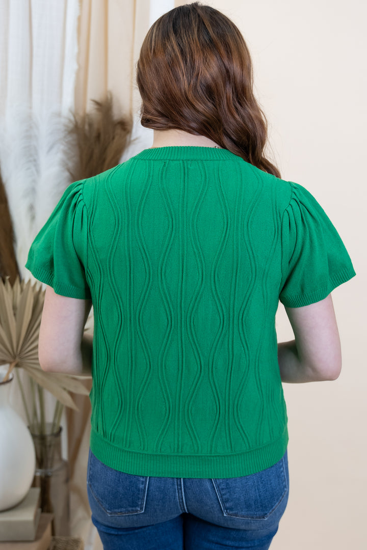 "Garden Stream" Sweater Top (Kelly Green)
