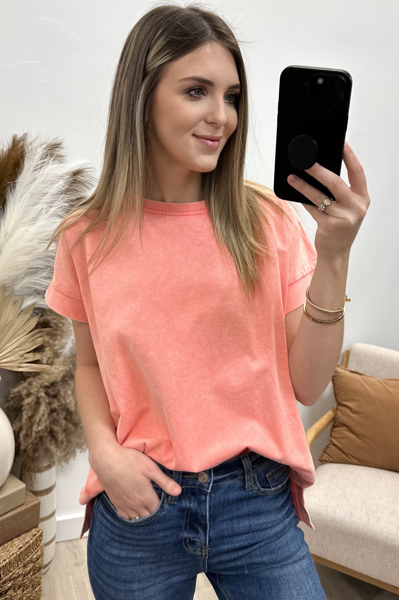 "On The Go" Top (Peach)