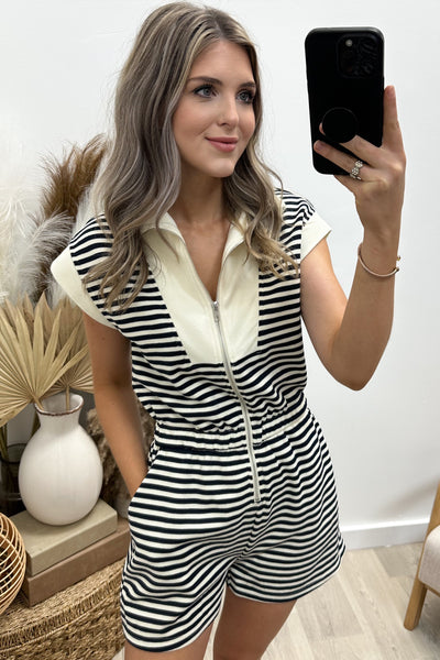 "Sailor Chic" Romper (Navy)