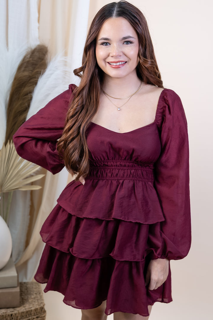 "Pretty Plans Ahead" Dress (Burgundy)