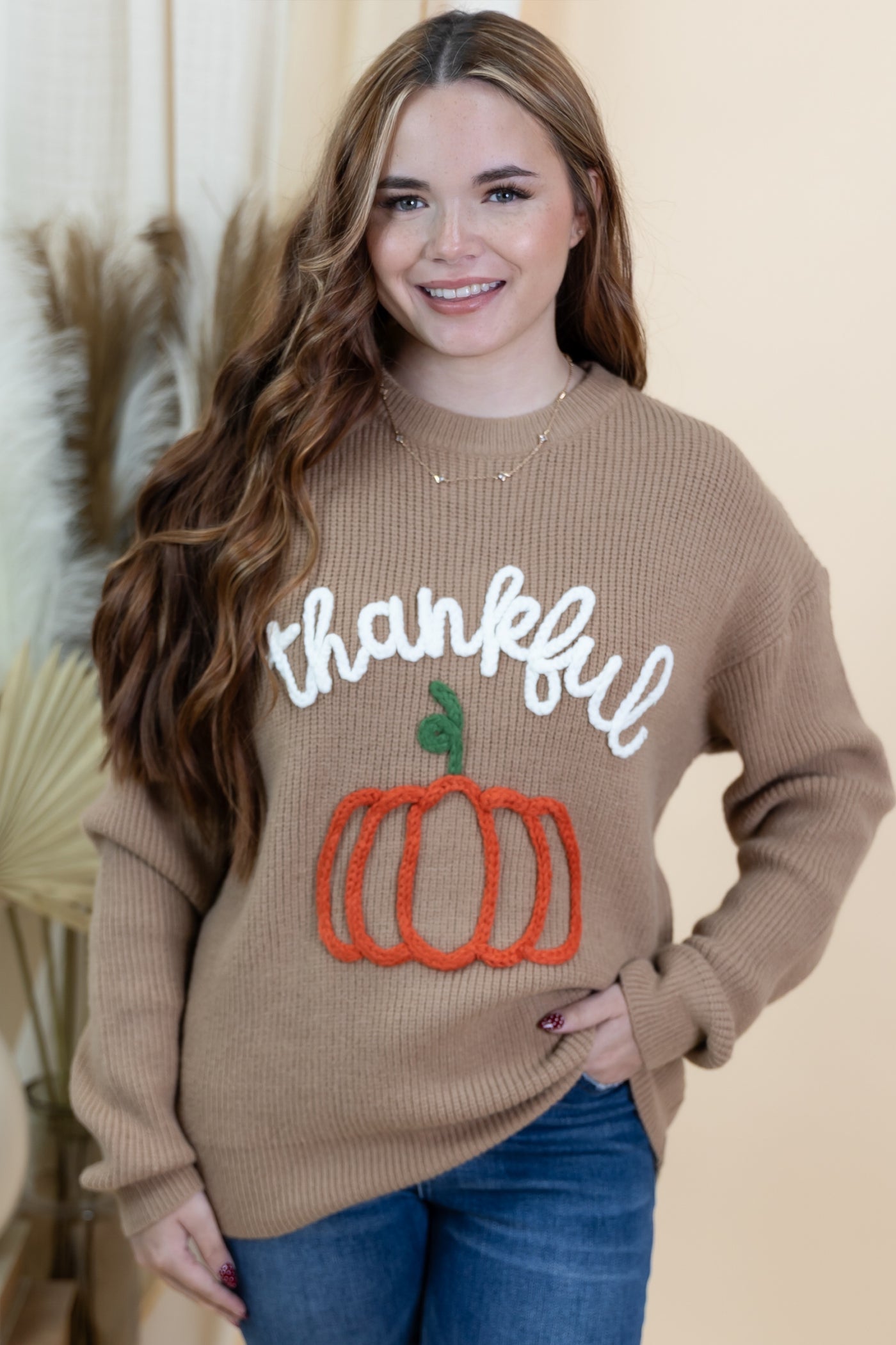 "Thankful" Sweater (Dusty Brown)