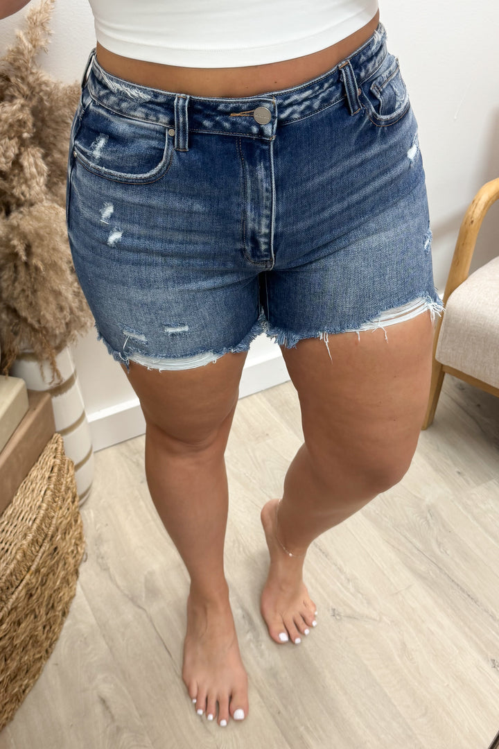 Clare Denim Shorts (Dark Wash)