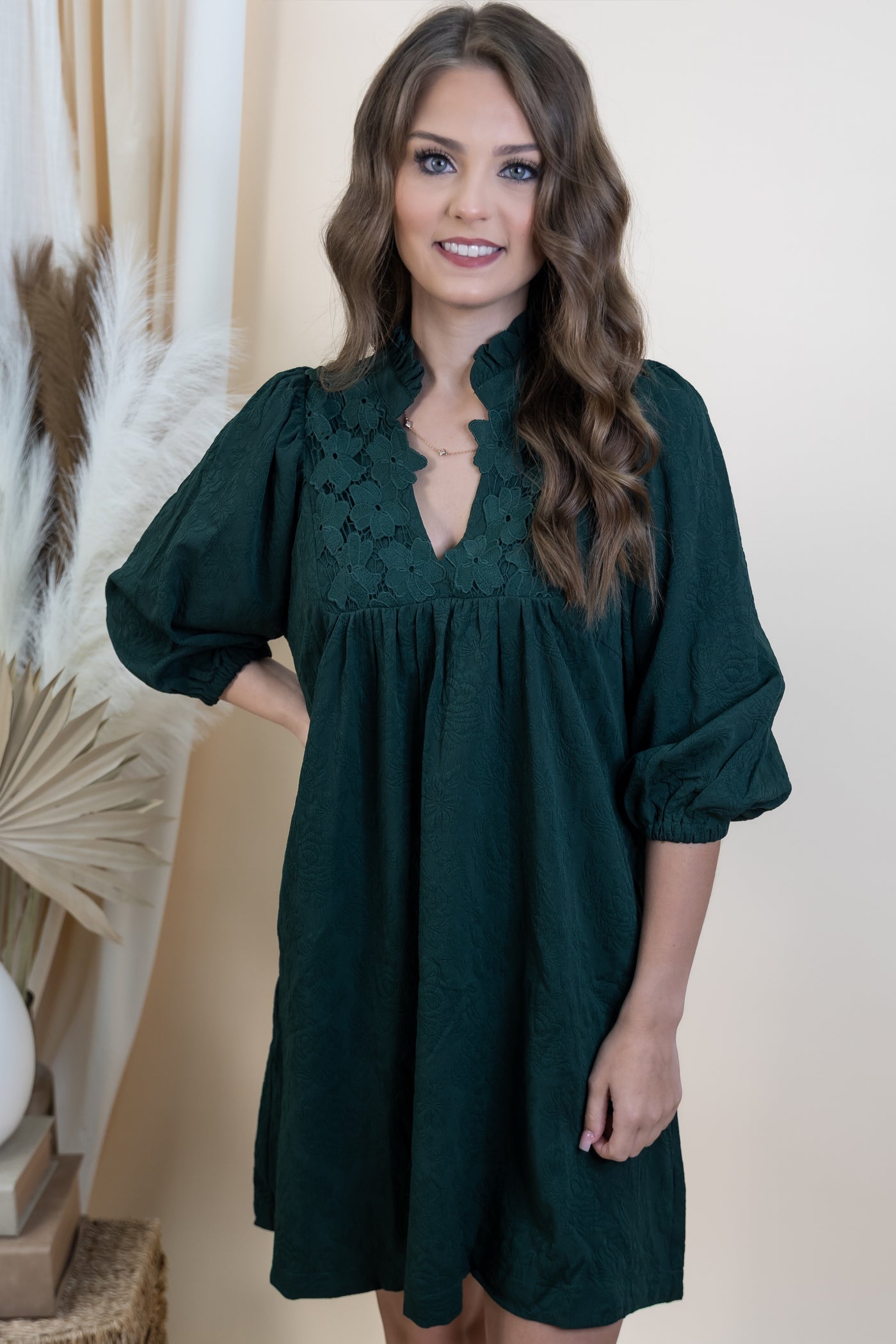 "Evergreen Elegance" Dress (Hunter Green)