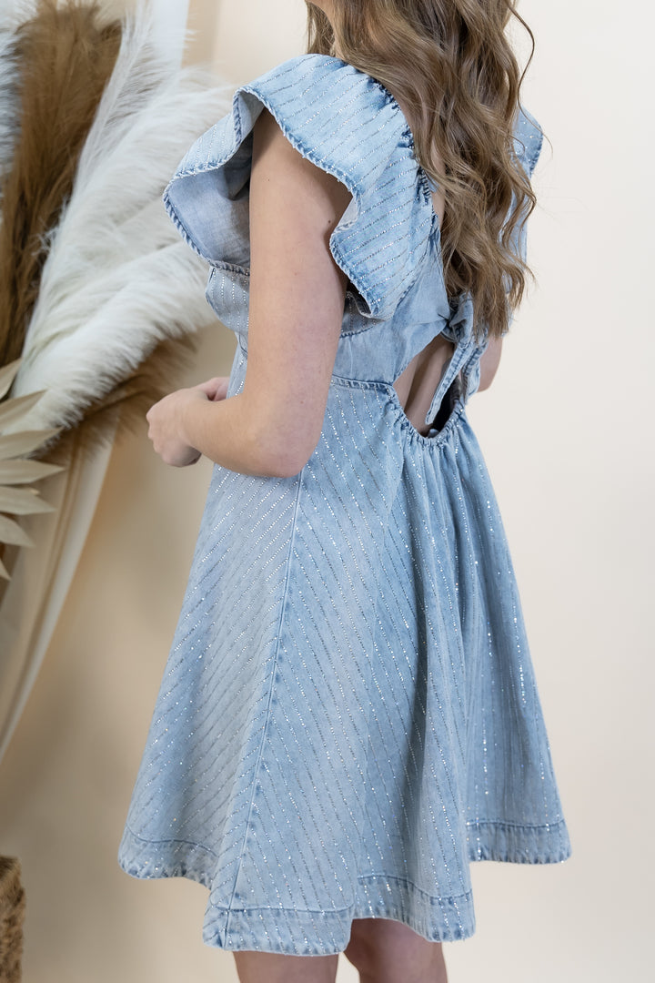 "Giddy Up Glam" Dress (Light Wash)