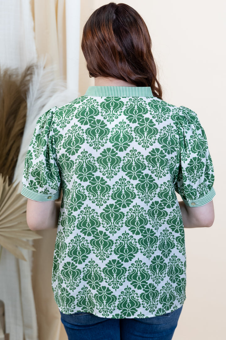 "Fine Line Beauty" Blouse (Kelly Green)
