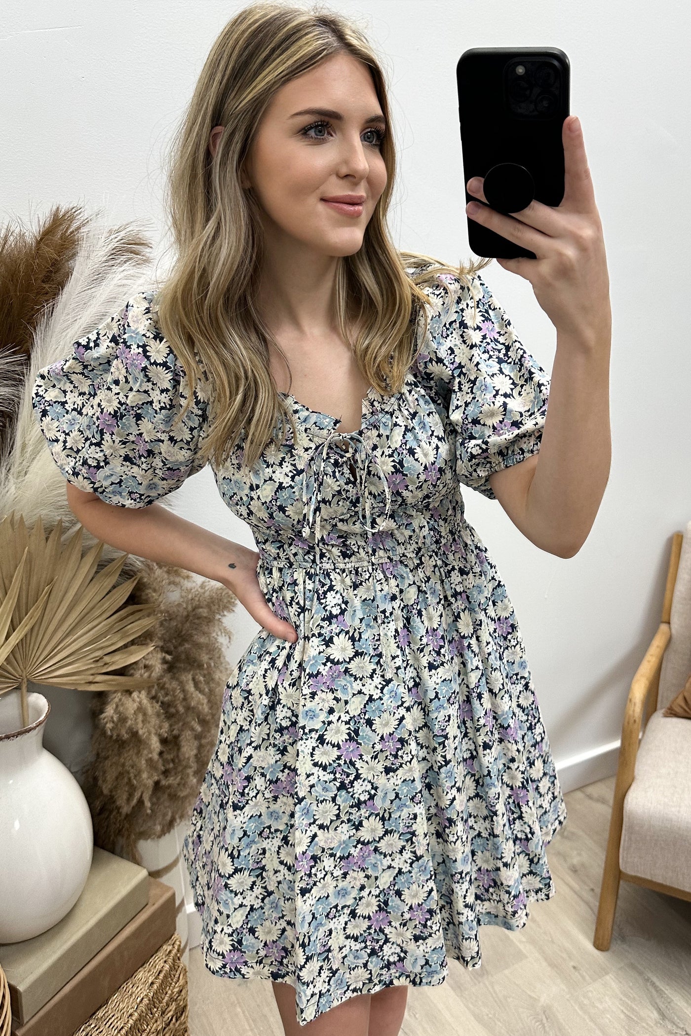 "Dancing With Joy" Dress (Navy Floral)