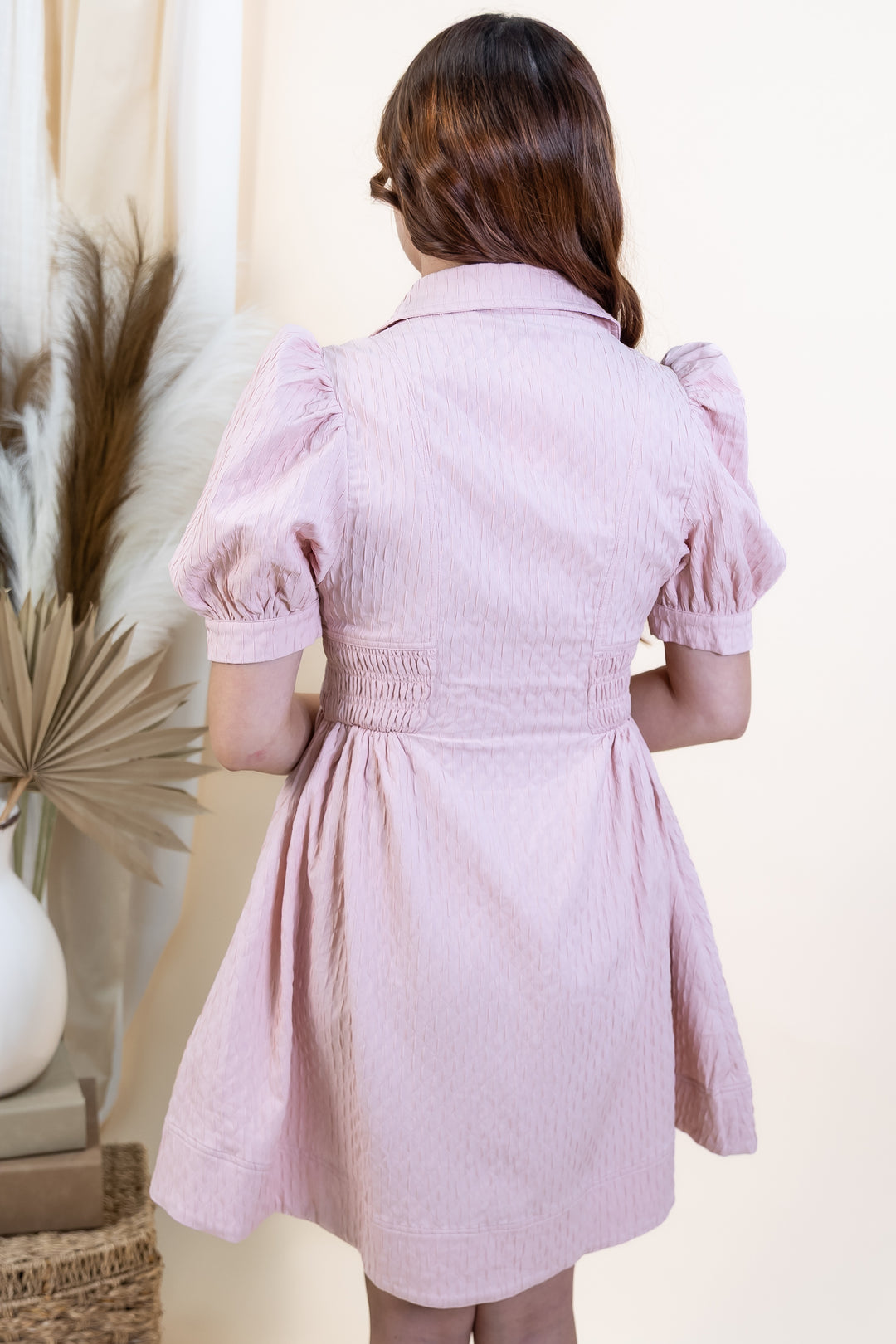 "Crafted Charm" Dress (Blush)