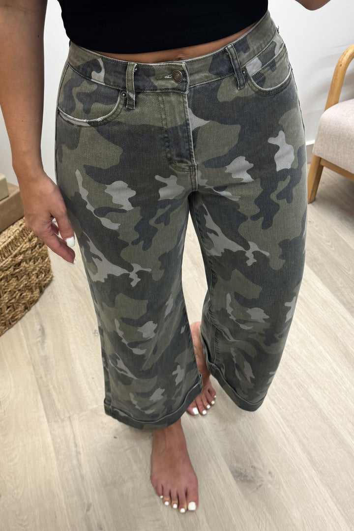 Hazel Camo Wide Leg Jeans