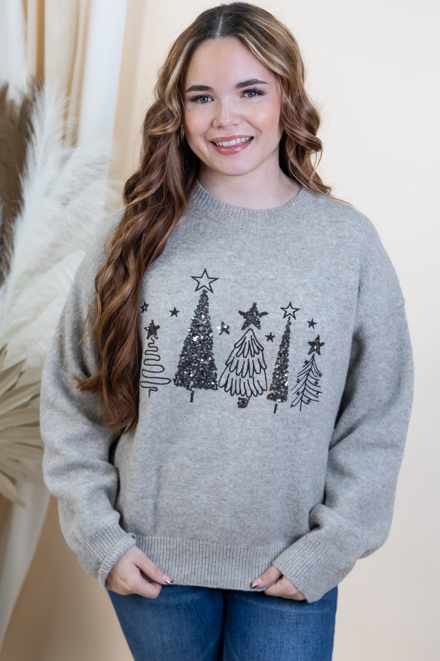 "Glitter Grove" Sweater (Oatmeal)