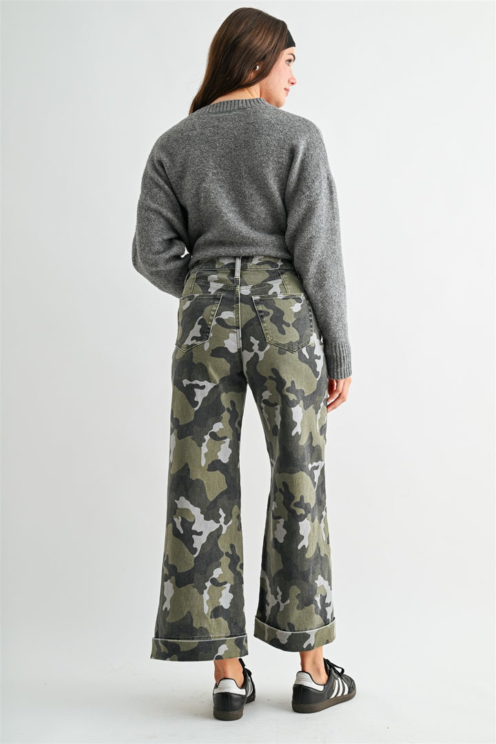 Hazel Camo Wide Leg Jeans