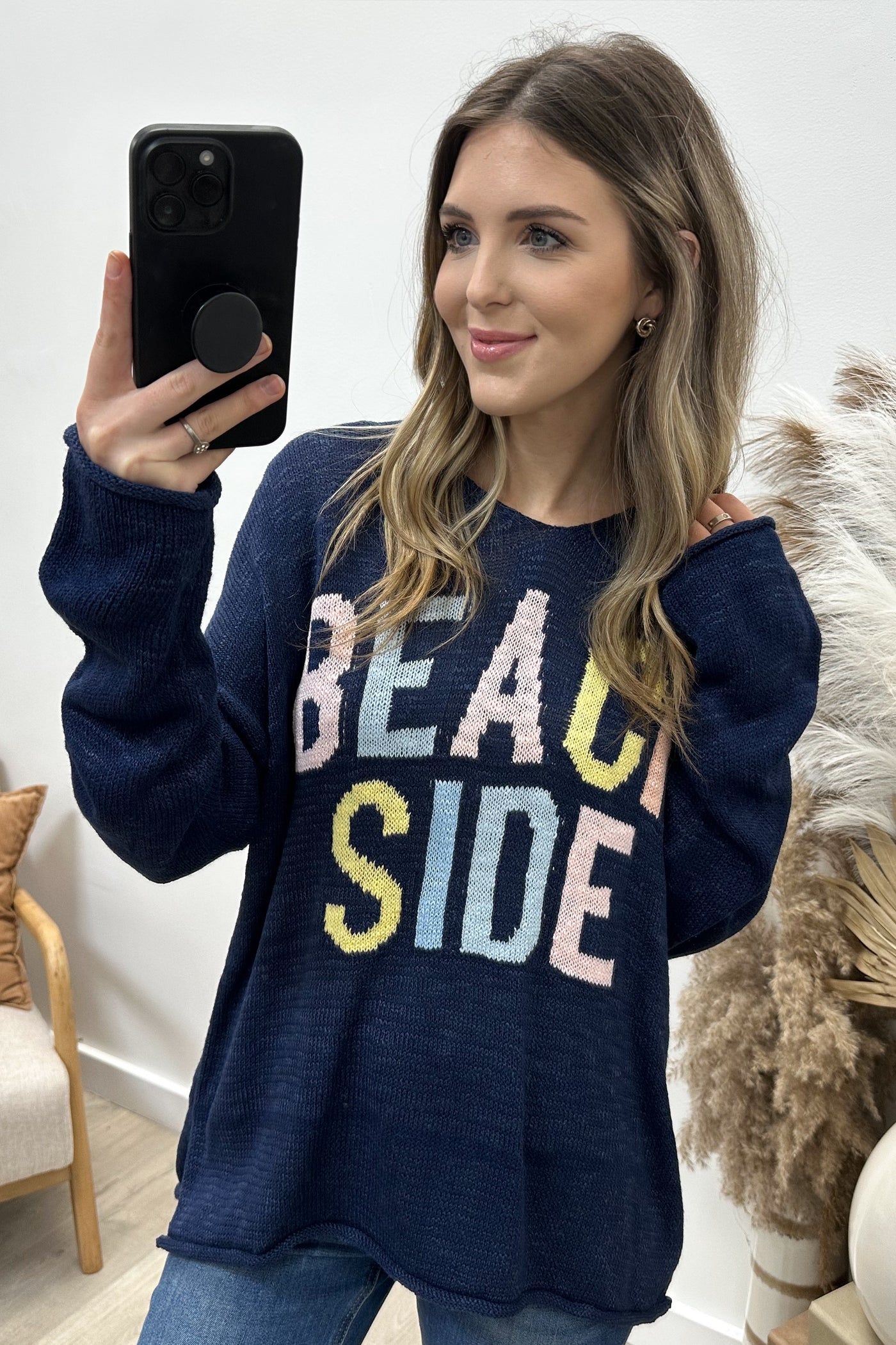 "Beach Side" Sweater (Navy)