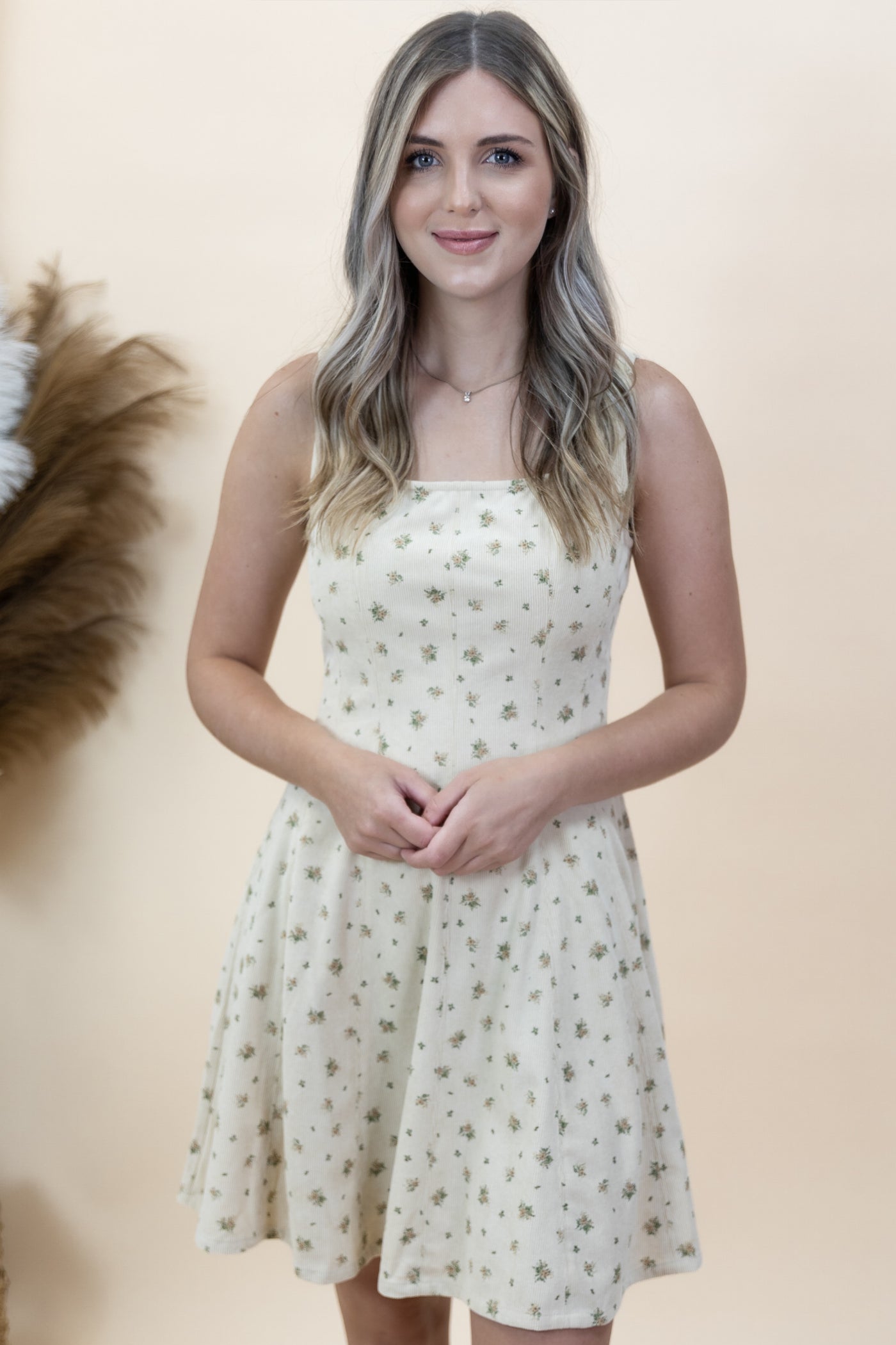 "Hazy Days" Dress (Cream/Taupe Floral)