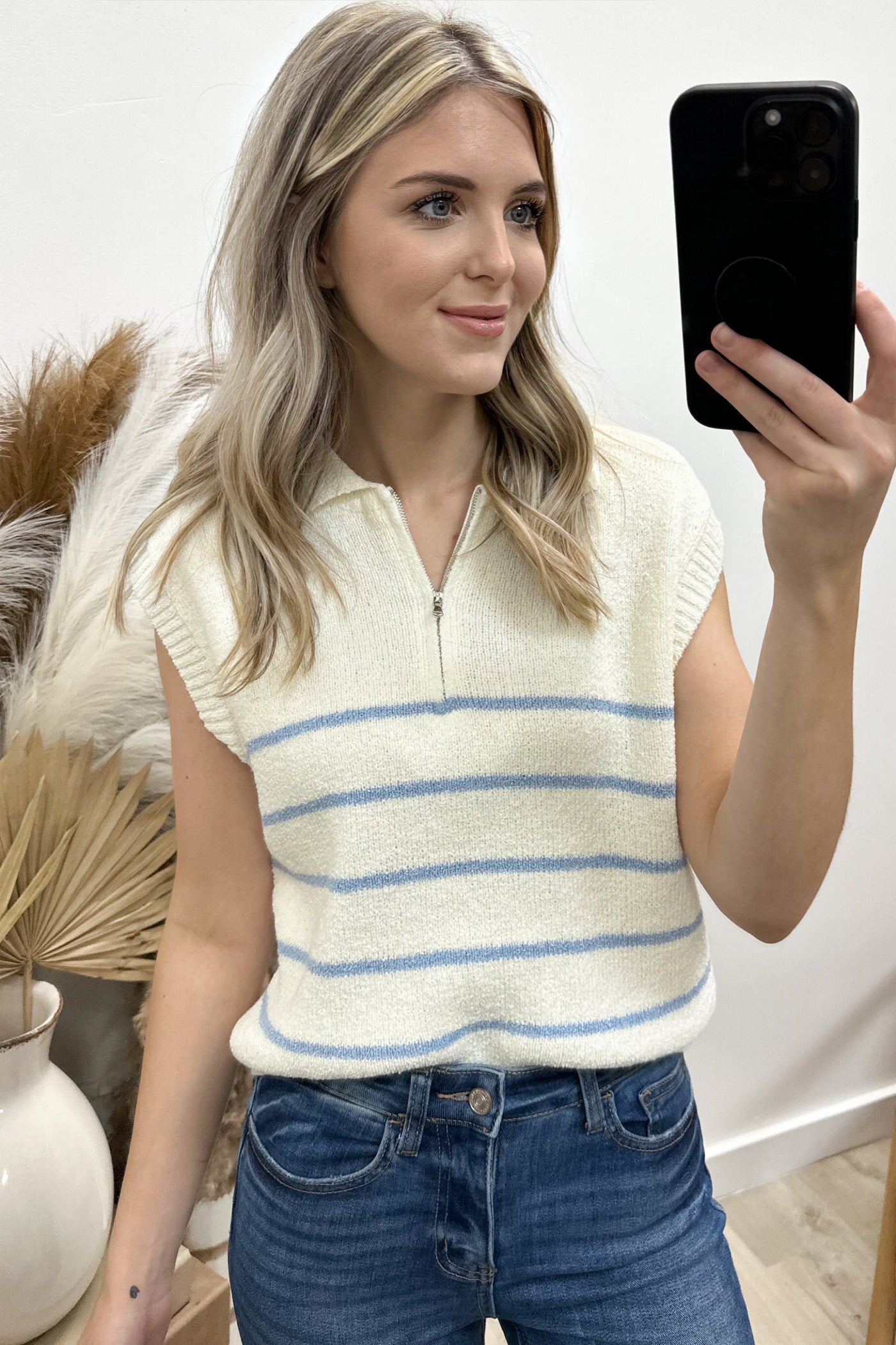 "Chill That Zip" Top (Light Blue)