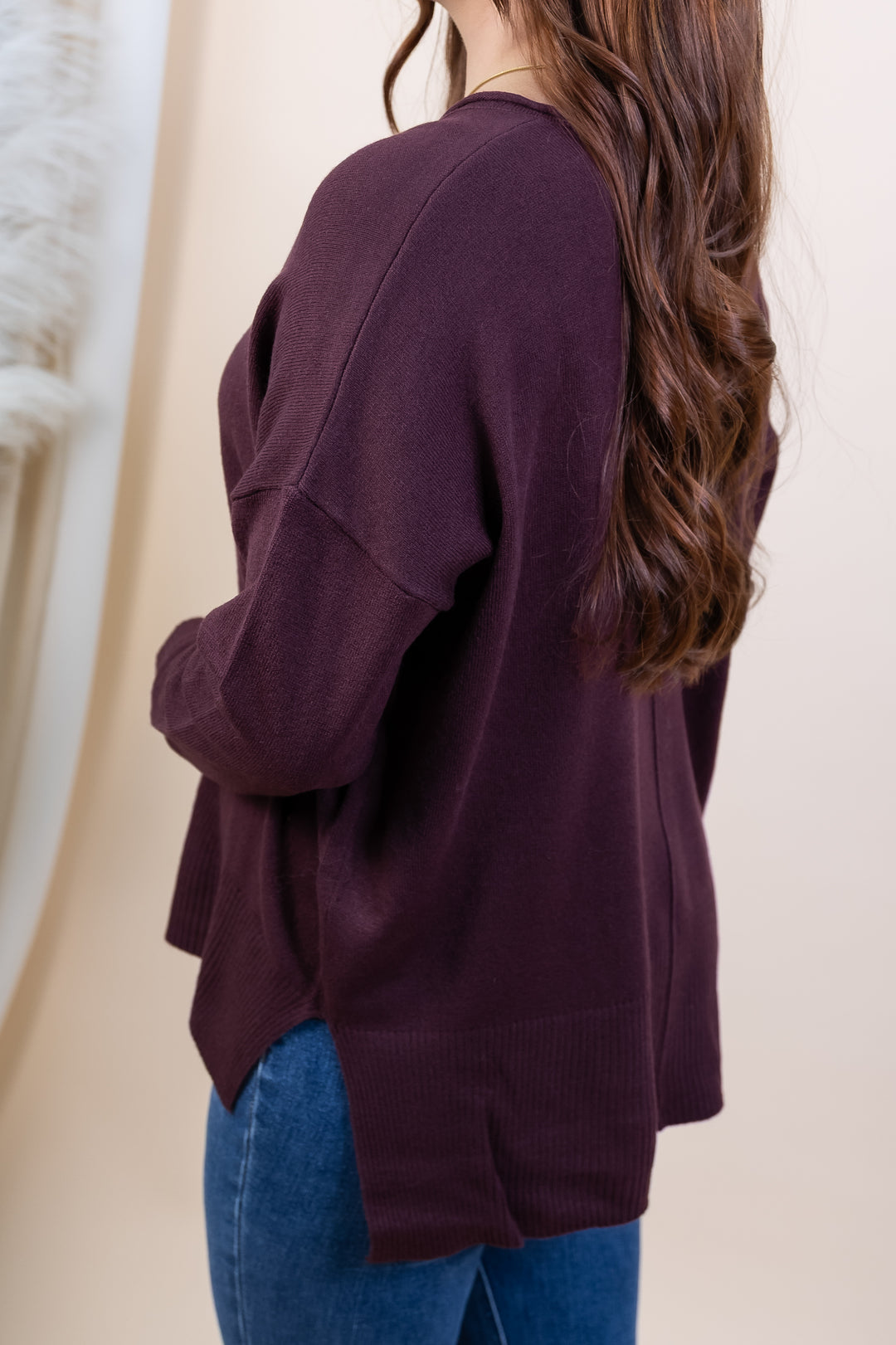 "Center Line" Sweater (Dark Cherry)