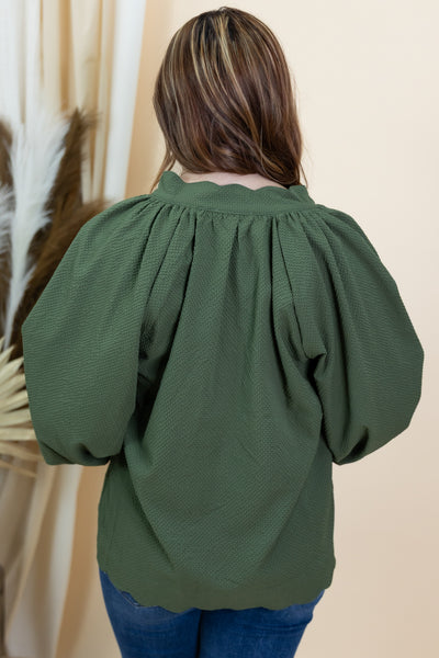 "It Always Works" Blouse (Olive)