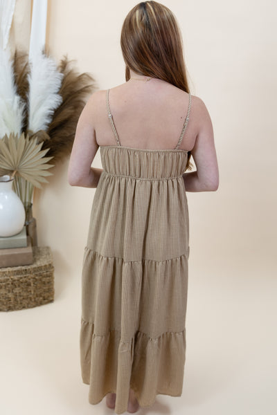 "Staying Longer" Dress (Khaki)