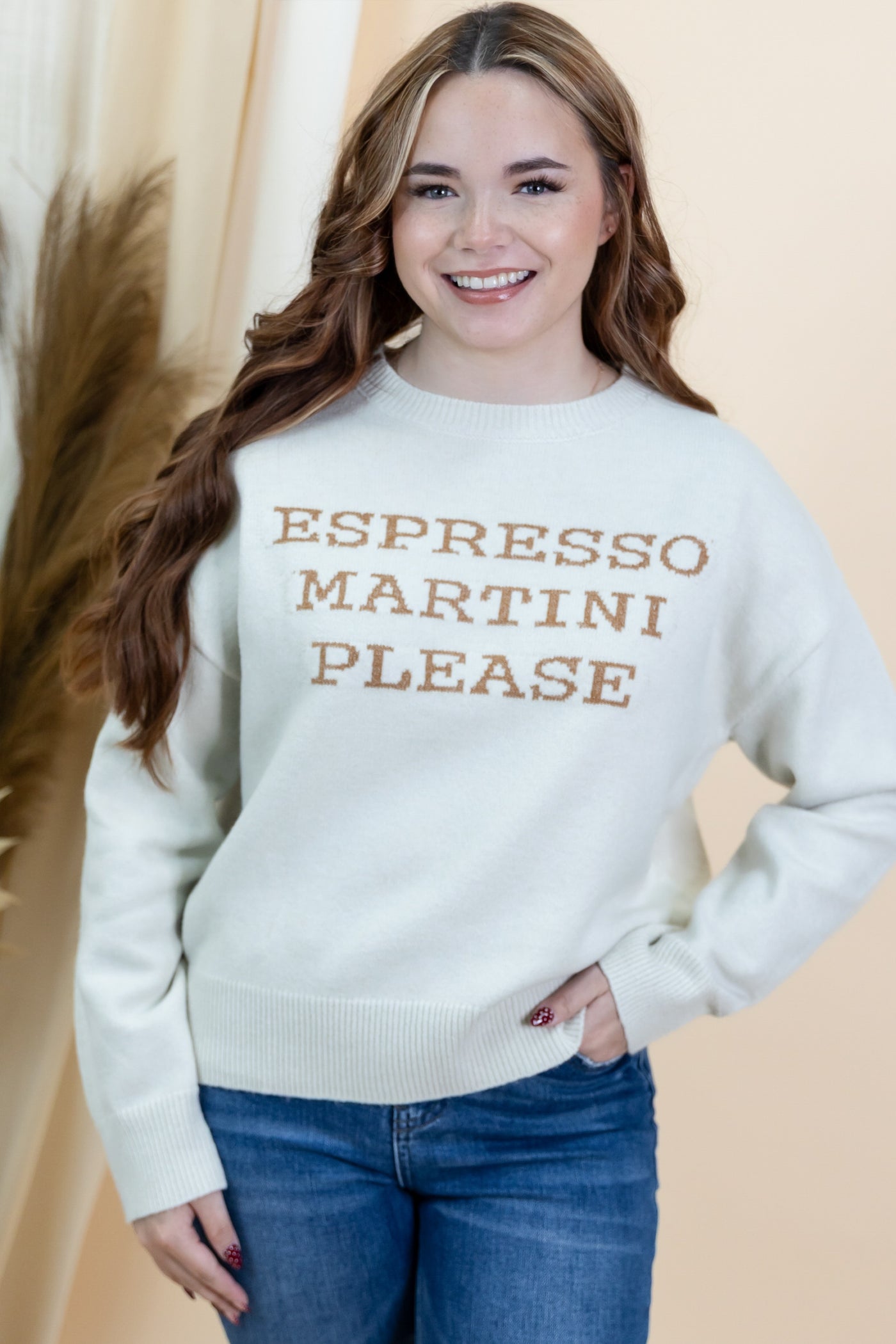 "Martinis Please" Sweater (Cream)
