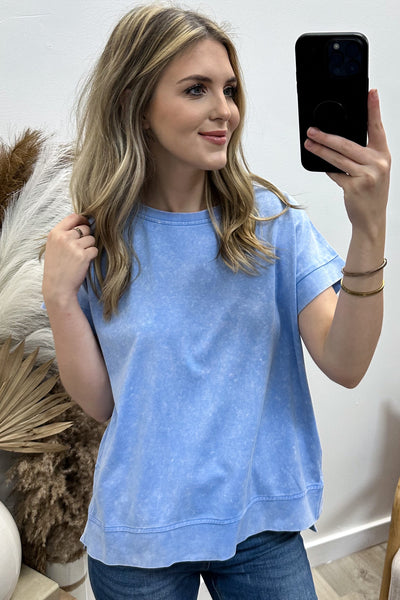 "On The Go" Top (Misty Blue)