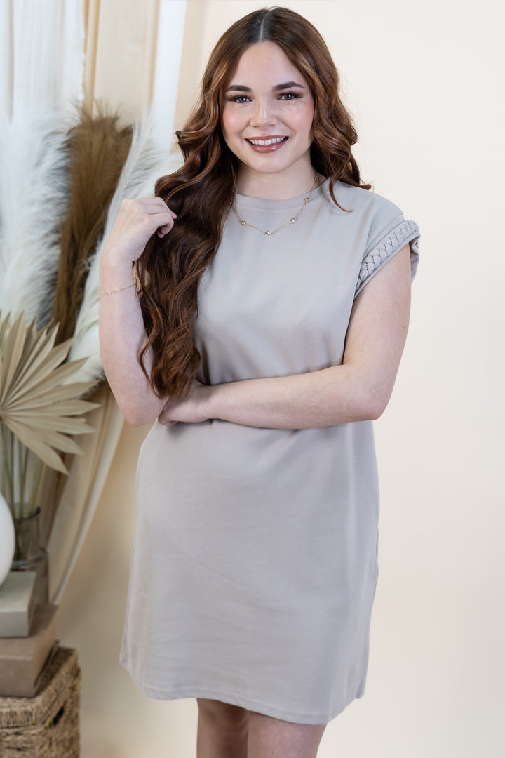 "Braided Beauty" Dress (Taupe)