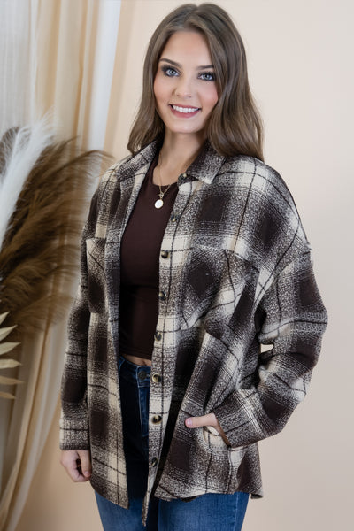 "Perfect Balance" Shacket (Brown/Taupe)