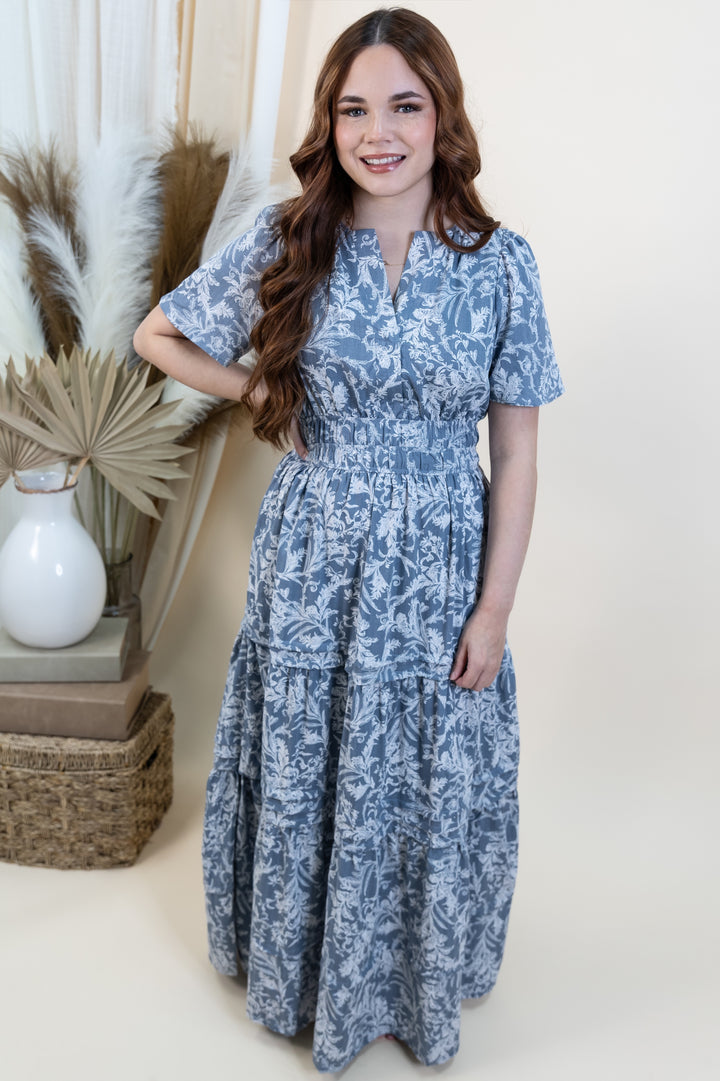 "Sweet Meadows" Dress (Blue Grey)