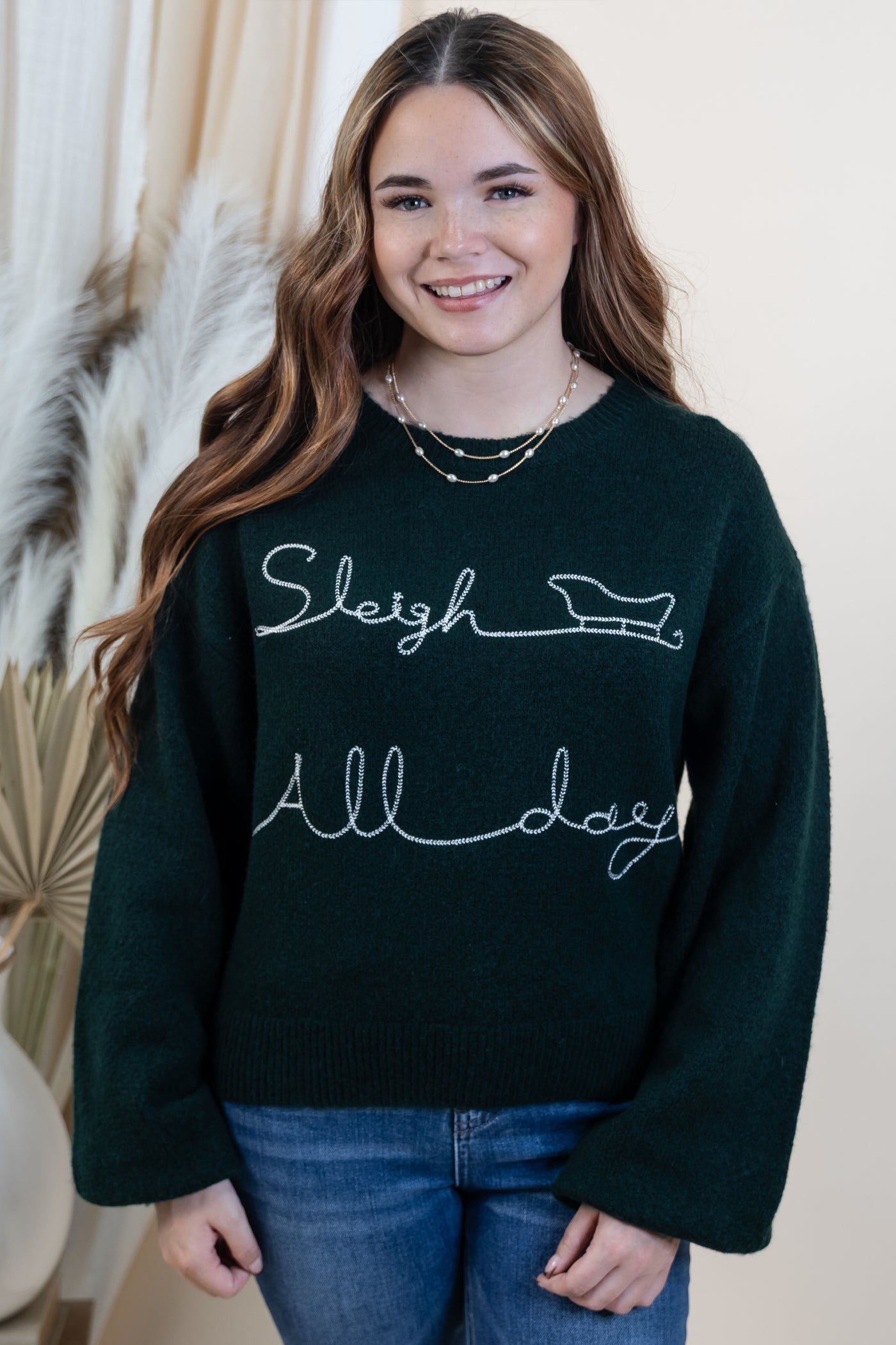 "Sleigh All Day" Sweater (Green)