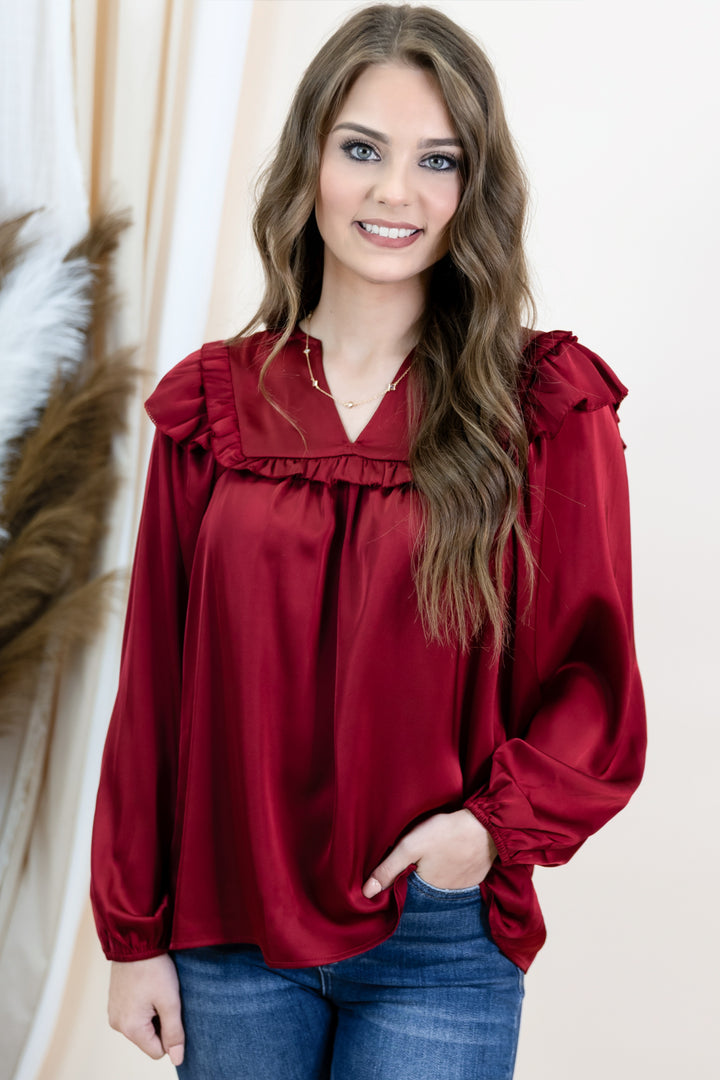 "Clear Choices" Blouse (Burgundy)