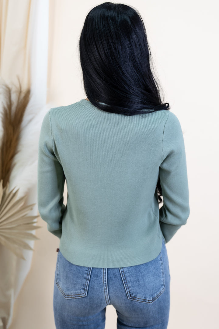"Relax & Repeat" Cardigan (Sage Green)