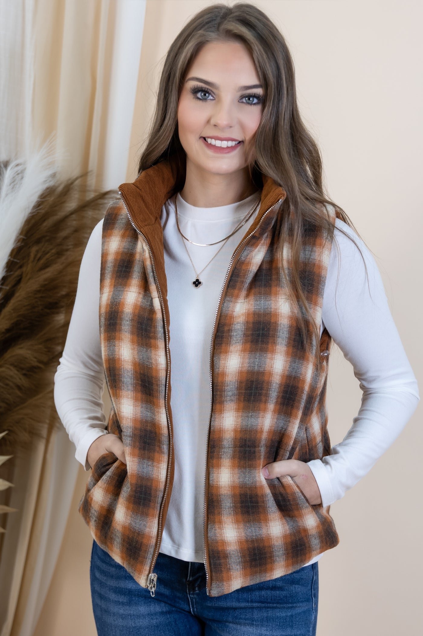 "Across The Orchard" Reversible Vest (Pumpkin)