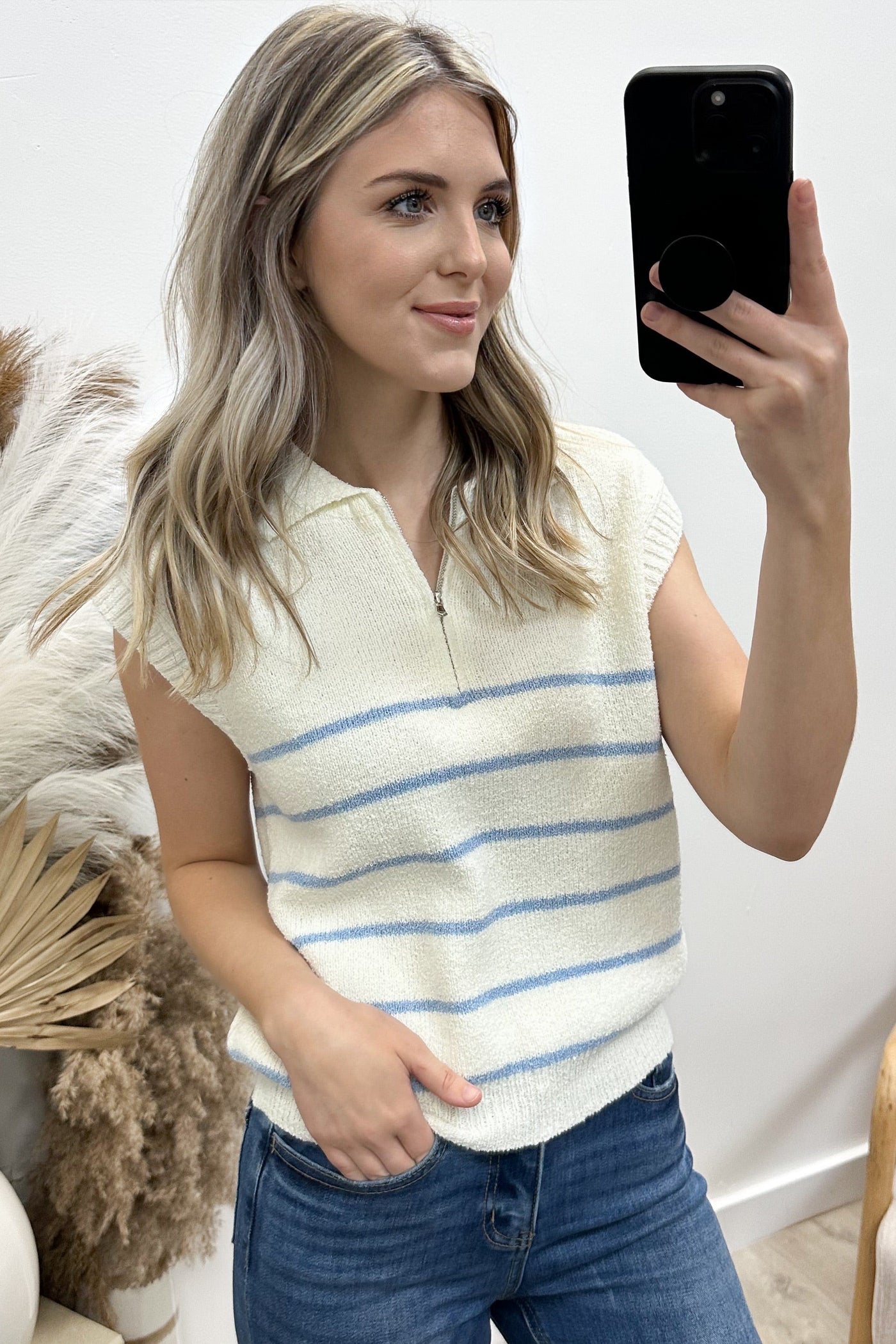 "Chill That Zip" Top (Light Blue)