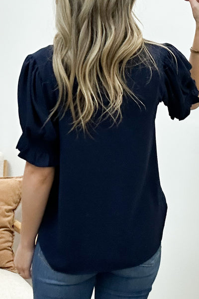 "Flirty Little Secret" Blouse (Navy)