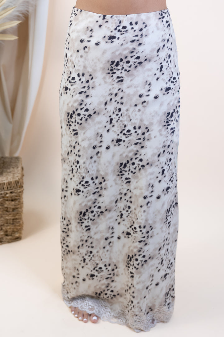 "Wild Elegance" Skirt (Taupe/Black Animal)