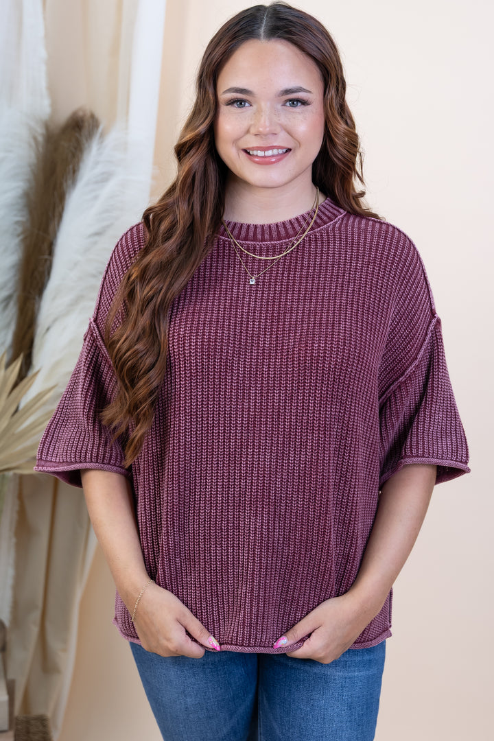 "Weekend Fade" Top (Burgundy)