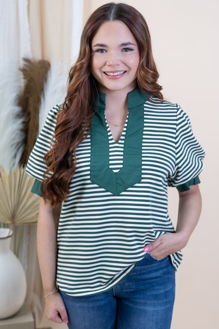 "Pattern Play" Blouse (Hunter Green)