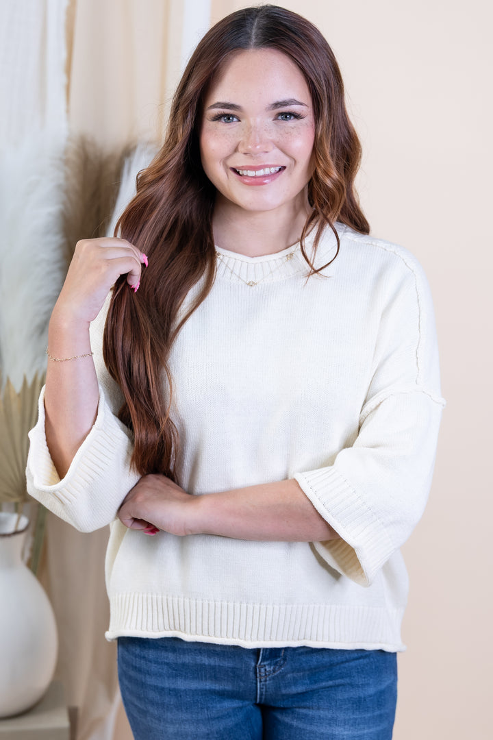 "Cozy State" Sweater Top (Ivory)