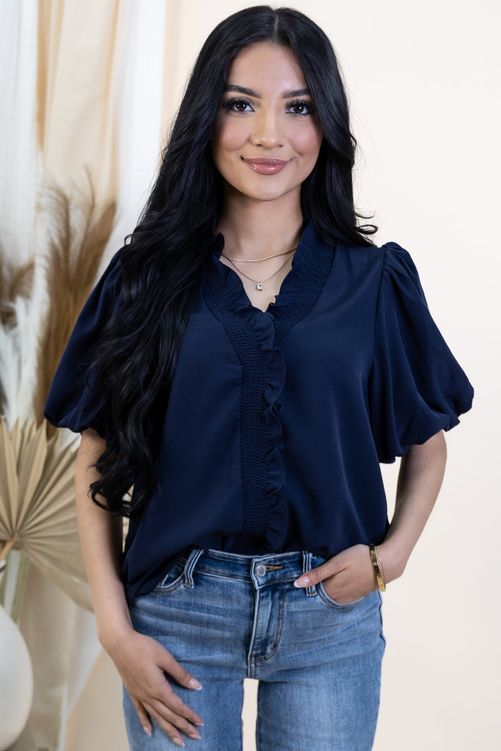 "Everyday Cutie" Blouse (Navy)